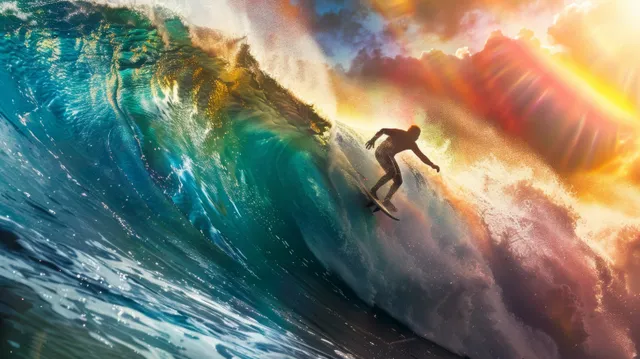 South African surfer carving a men’s shortboard semifinal wave with ocean spray