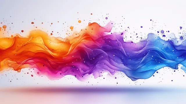 Vibrant paint splash vector wave across white background with glittering droplets