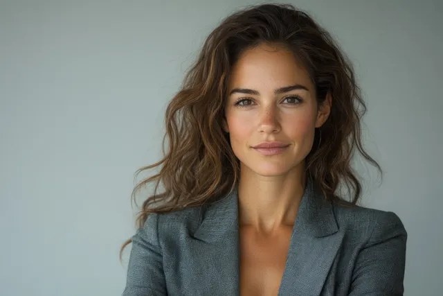 Confident young African businesswoman in grey suit gesturing and smiling during presentation