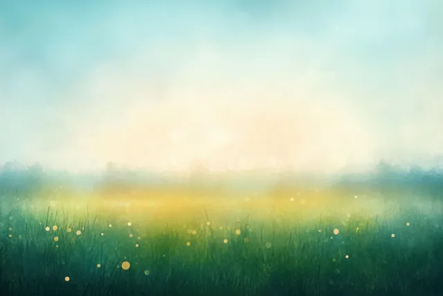 Spring meadow abstract landscape with soft pastel bokeh and dreamy sky-to-grass gradient