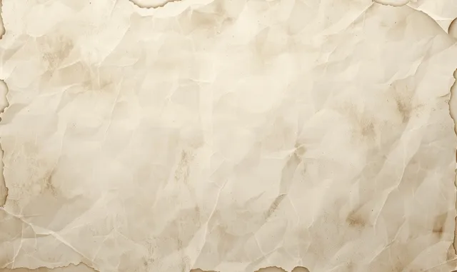 A close-up aged cream paper texture with torn edges and faint sepia-brown stains.