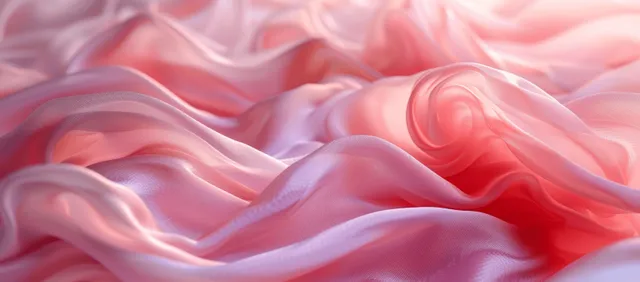 Pastel pink silk fabric draped in soft wavy folds with luminous smooth texture