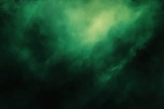 Deep green watercolor haze background with soft light bloom and misty gradients.