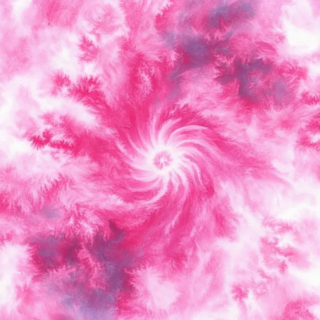Pink and white fractal swirl with branching textures radiating from a bright spiral center