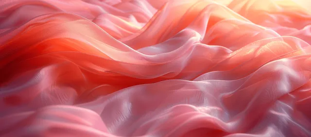 Pastel pink and white silk fabric drapery billowing in soft waves with flowing curves