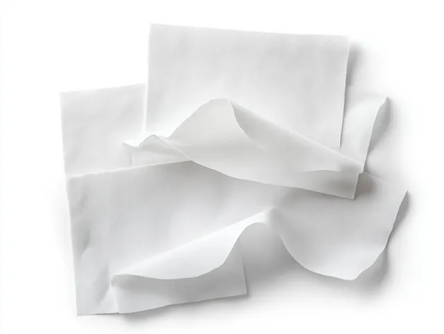 White fabric swatches with soft folds and distinct edges arranged on a seamless white background.