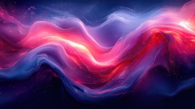Vivid blue and red fluid waves create a dynamic abstract composition against a minimalist dark background.