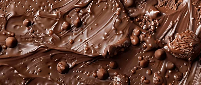 Close-up of rich chocolate ice cream with a glossy melted surface and smooth creamy texture.