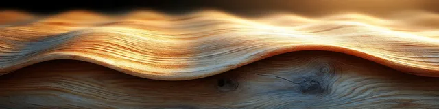 Warm light highlights wavy maple wood grain patterns across a close-up plank surface.