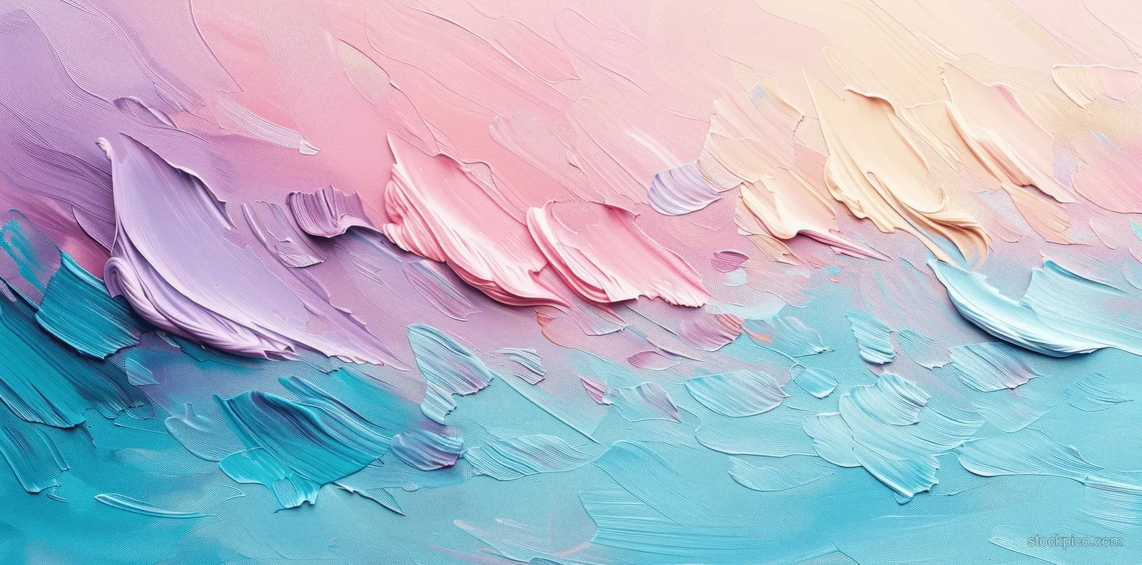 Pastel oil-painted waves beneath the water surface with soft blue, mint green, and pink brush strokes.