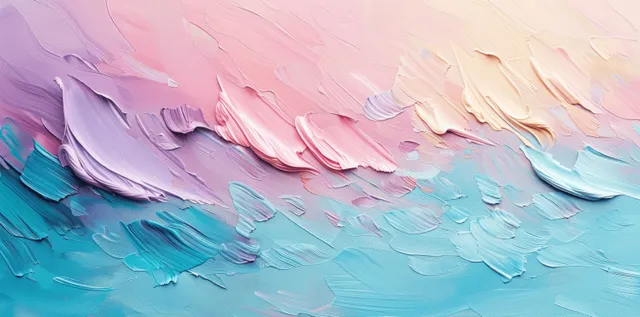 Pastel underwater scene with oil-painted waves, soft blues and pinks for abstract text space