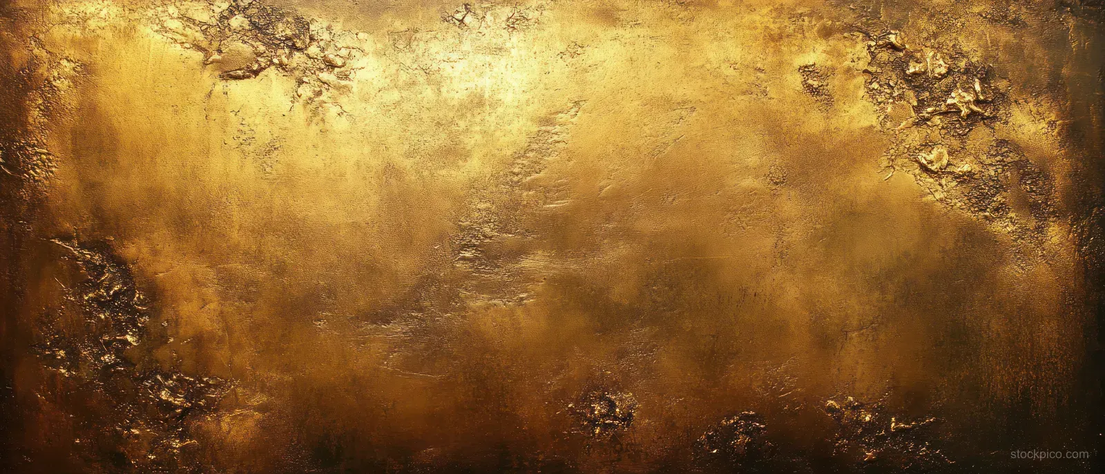 Weathered antique brass gold textured background with mottled stains and etched distressed areas.