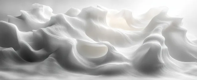 Minimal abstract composition of flowing white curves with a soft glow, evoking calm and modern clarity.