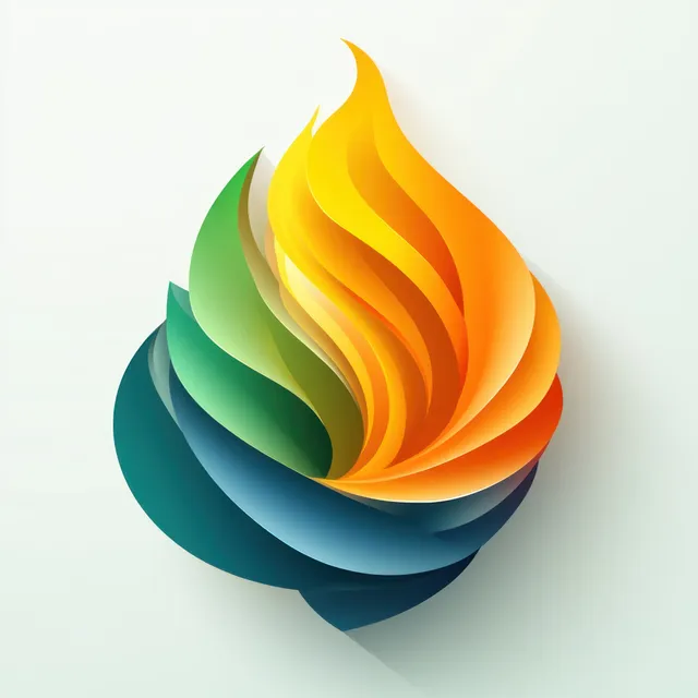 Layered paper rose emblem with golden orange and green petals forming a 70 anniversary style logo on a pale background.