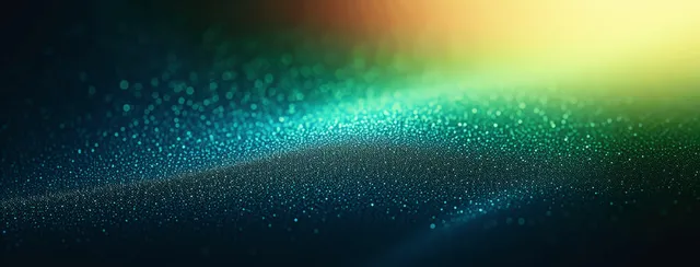 Teal and blue glowing gradient background with grainy sparkle texture and dark fade
