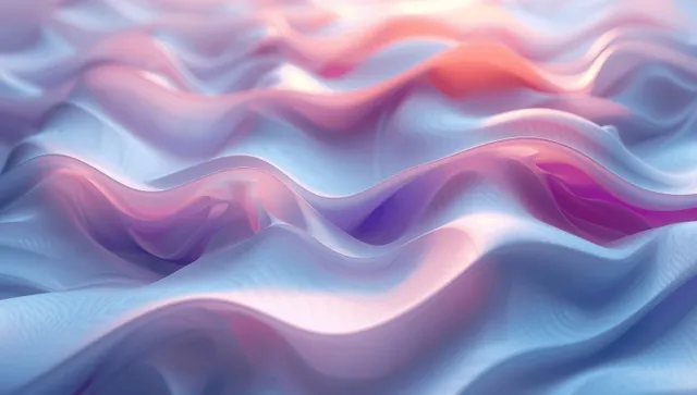 Pastel wavy ribbon landscape in soft 3D abstract lighting