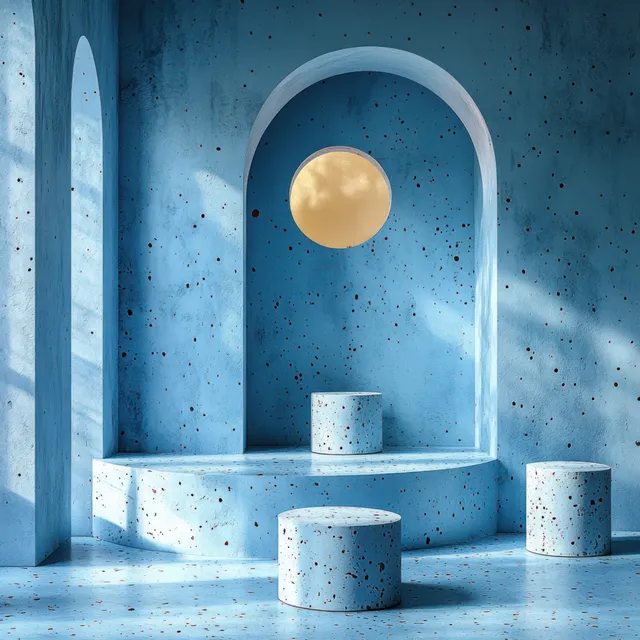 Minimalist Showroom Podium Scene with Geometric Soft Lighting