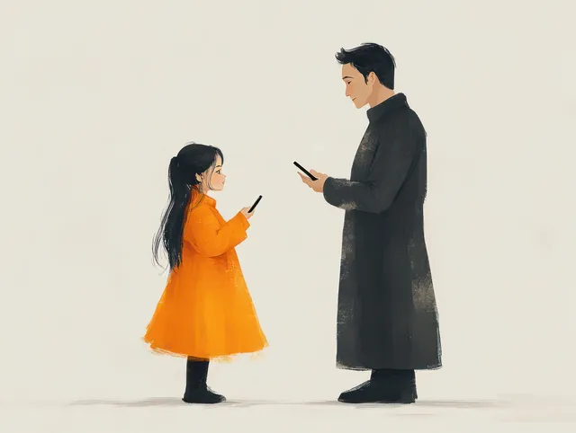 Child in an online therapy video chat on a smartphone with a caring psychologist