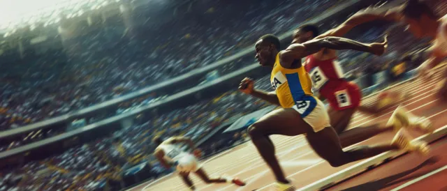 USA sprinter surges toward the finish line in a dramatic 4x400m relay sprint