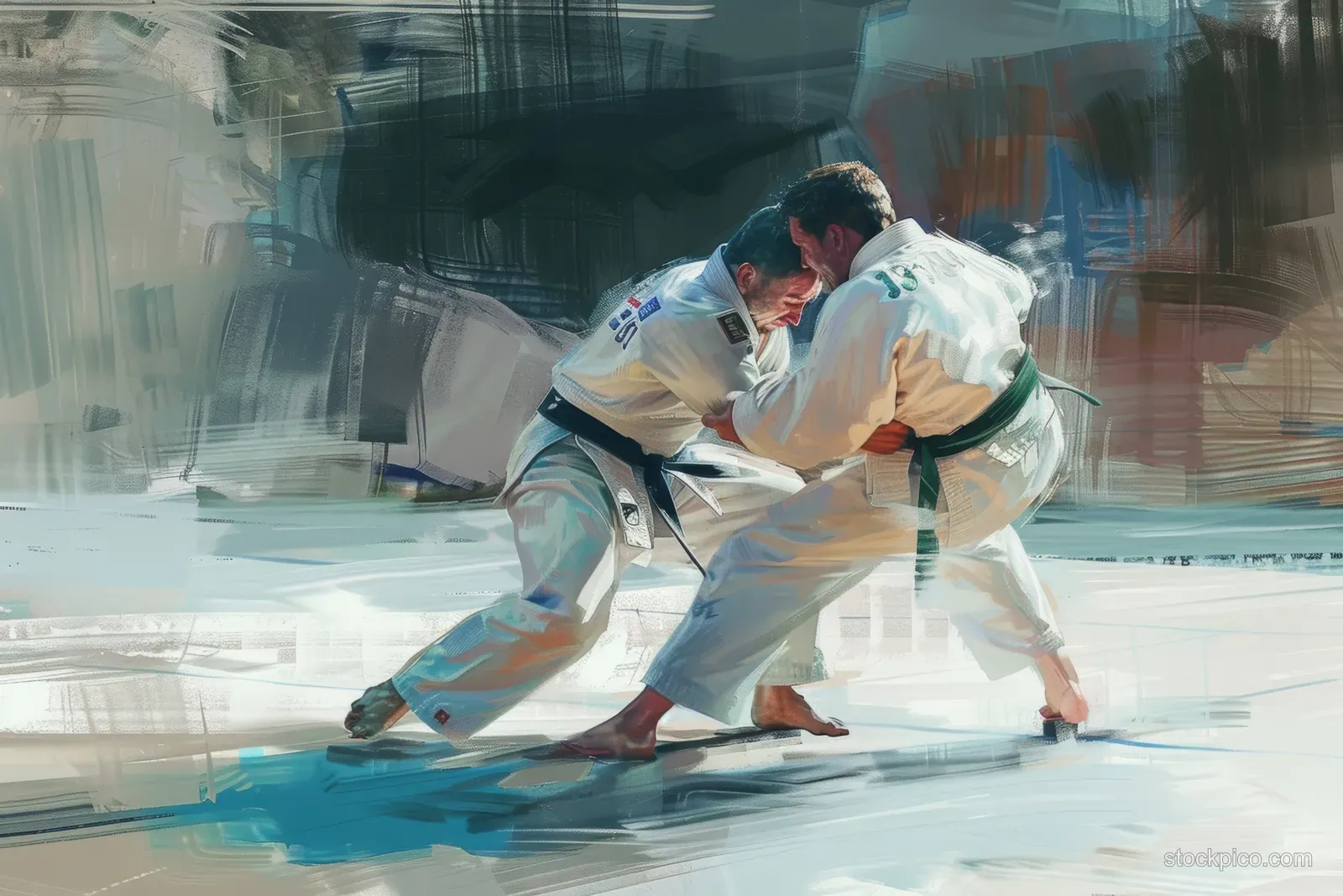 A heavyweight judo competitor executes a dynamic throw, showcasing balance, technique, and athletic momentum.