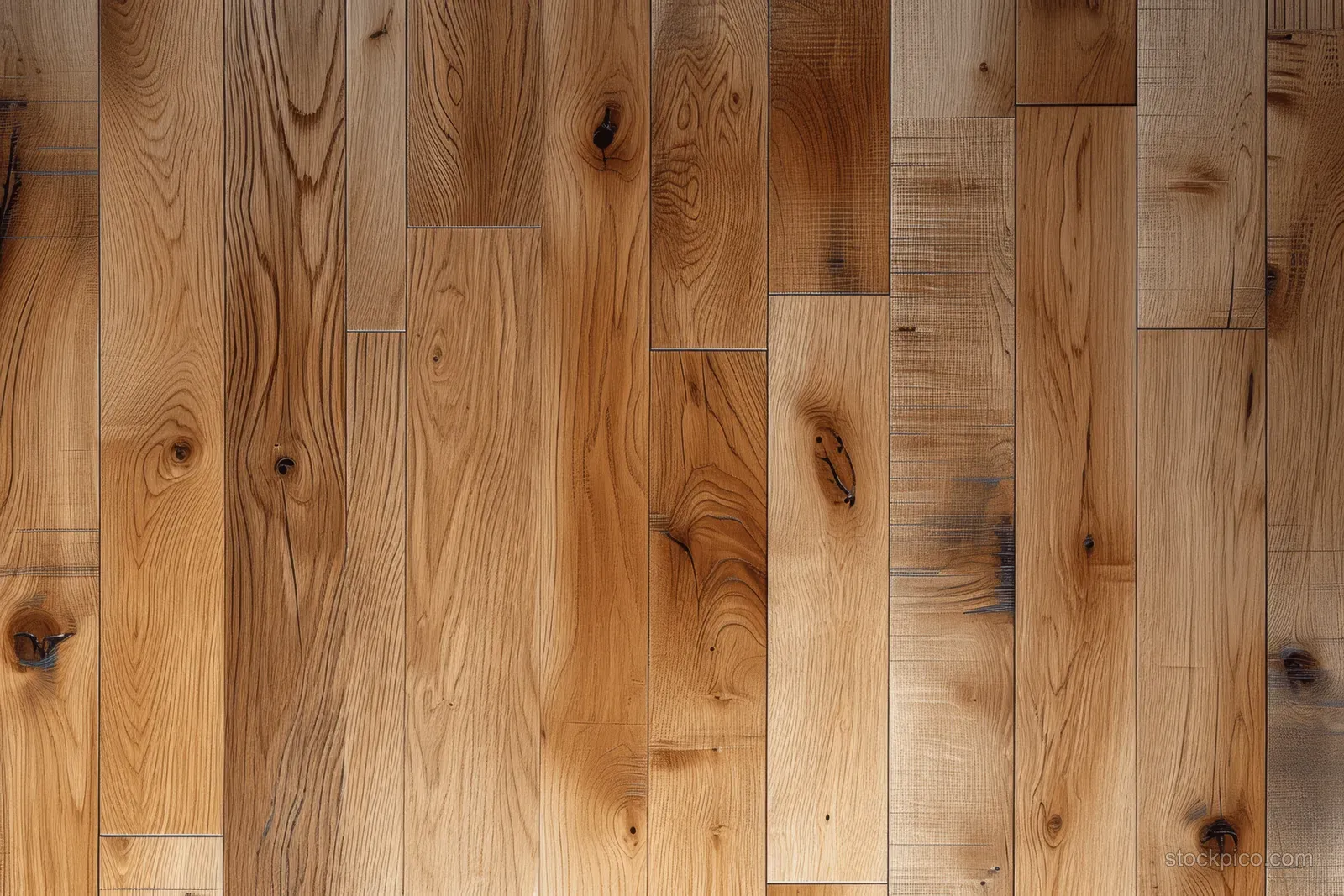 Top view of light wood flooring planks showing grain patterns and small knots.