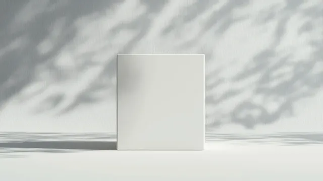 Minimal white cube gift box mockup on wavy light gray background