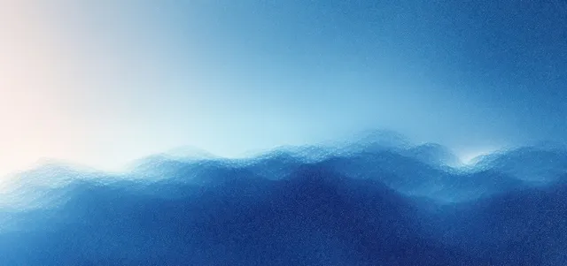 Light blue gradient background with soft mountain haze and subtle noise texture in the distance.