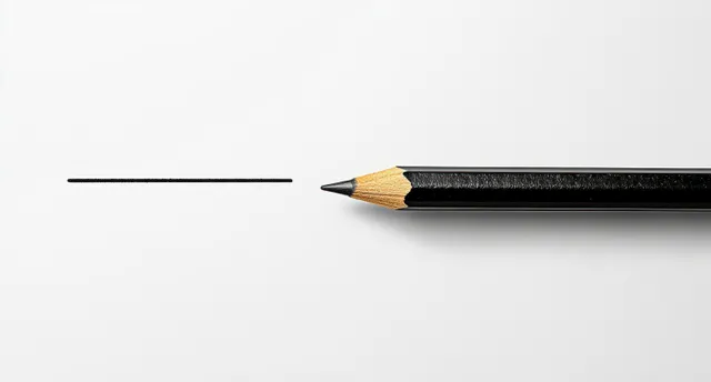 Black pencil tip drawing a single thin line on white paper for creative idea