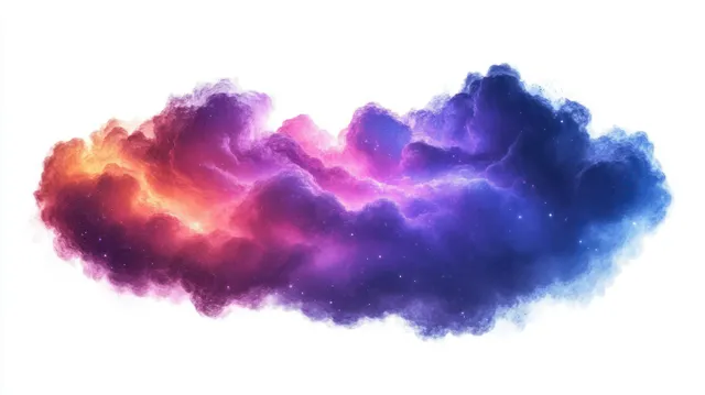 Colorful nebula cloud glowing orange and blue with purple starry dust in deep space
