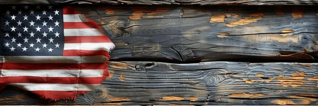 American Flag Draped Across Weathered Wooden Planks