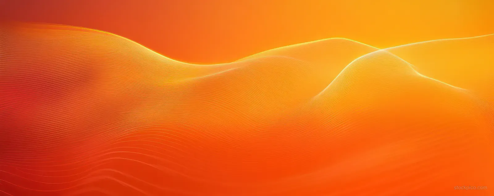 Glowing orange and yellow wavy lines ripple over a warm gradient texture background.