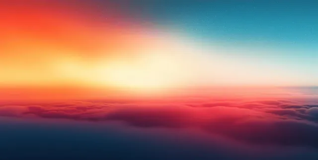 A teal to orange and blue sunset gradient with soft blurred haze and subtle grainy texture.