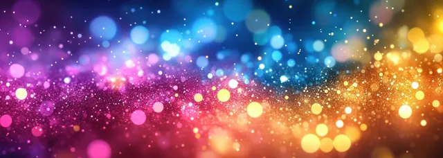 Multicolor sparkling bokeh lights drifting across a warm-cool night gradient backdrop
