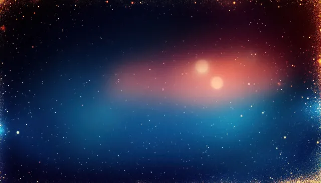 Blue nebula with soft glowing bokeh lights, scattered stars, and warm vintage film grain vignette.