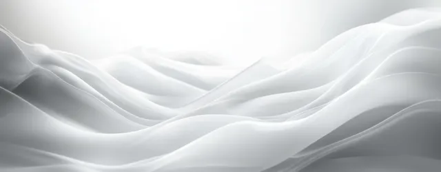 White abstract wave ribbons undulate across a bright gradient background with soft shadows and smooth texture.