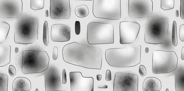 Seamless black ink doodle line pattern with playful scribbles on light background