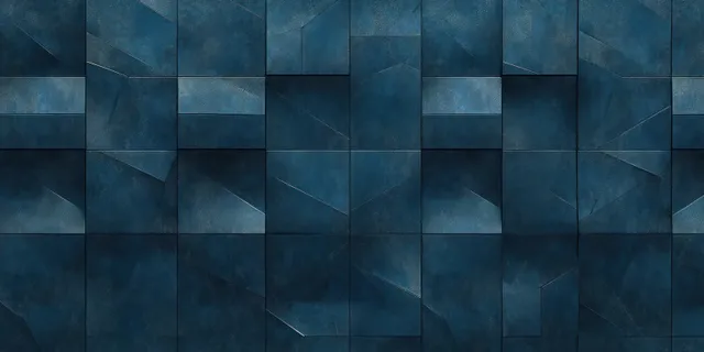 Abstract dark blue and teal geometric tile pattern with textured rectangular blocks
