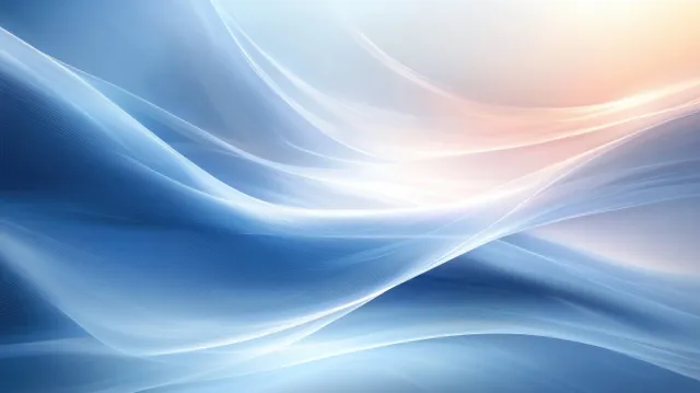 Soft blue and white abstract waves swirl with warm glowing light gradients