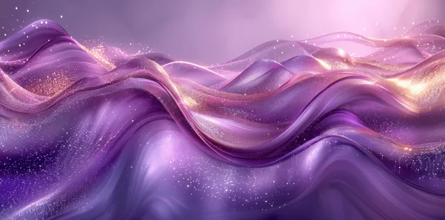 Purple and Silver Abstract Waves with Metallic Light Reflections