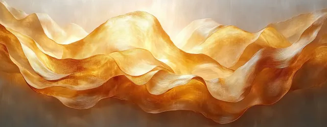 Abstract Geometric Waves with Golden Highlights and Soft Minimal Lighting