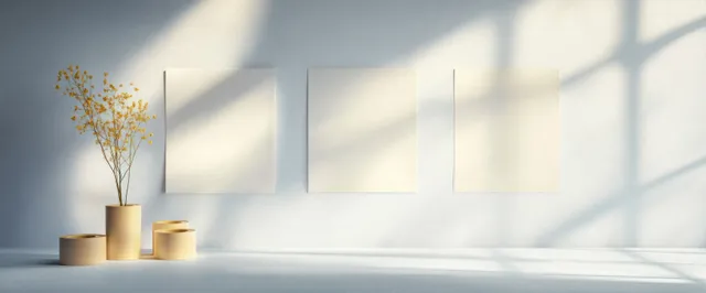 Blank note paper with masking tape tabs on minimalist desk in bright window light