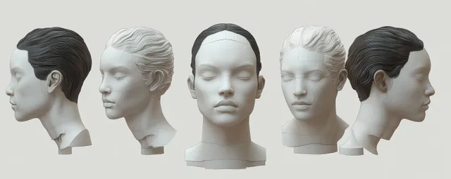 Collage of side profiles showing staged hair transplant steps with scalp grafting areas.