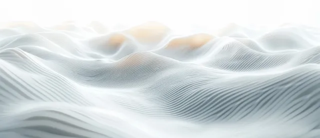 Minimalist white wave 3D ripples sweeping across a soft gradient background