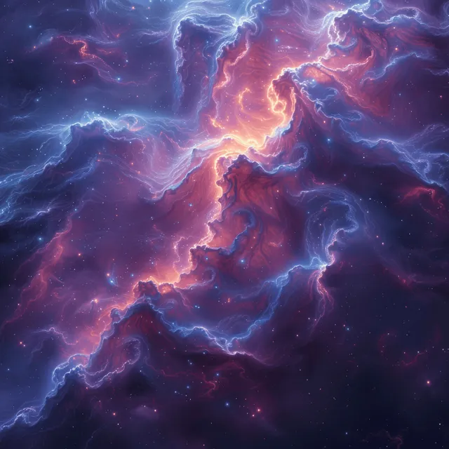 A radiant supernova explosion illuminates swirling purple and blue nebula clouds with bright volumetric light rays.