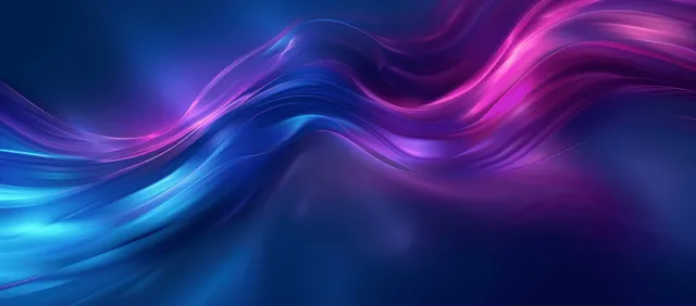 Neon wave abstract background with flowing curved lines and vibrant pink-blue glow
