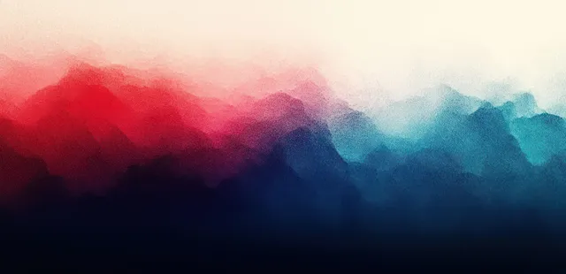Soft red blue white gradient abstract landscape with misty blur and gentle glow