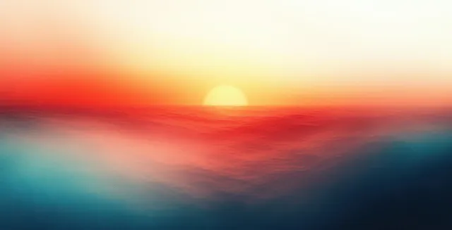 Warm sunrise gradient abstract background with smooth blurred wave bands and soft glow