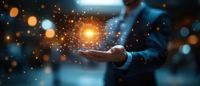 A visual representation of HR management, recruitment, and training strategies interconnected through digital networks and leadership
