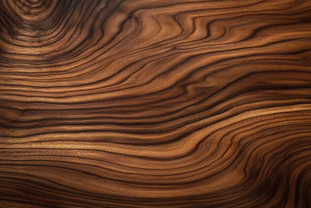 Close-up walnut wood texture with warm lighting and swirling natural grain patterns with Macro Surface Detail