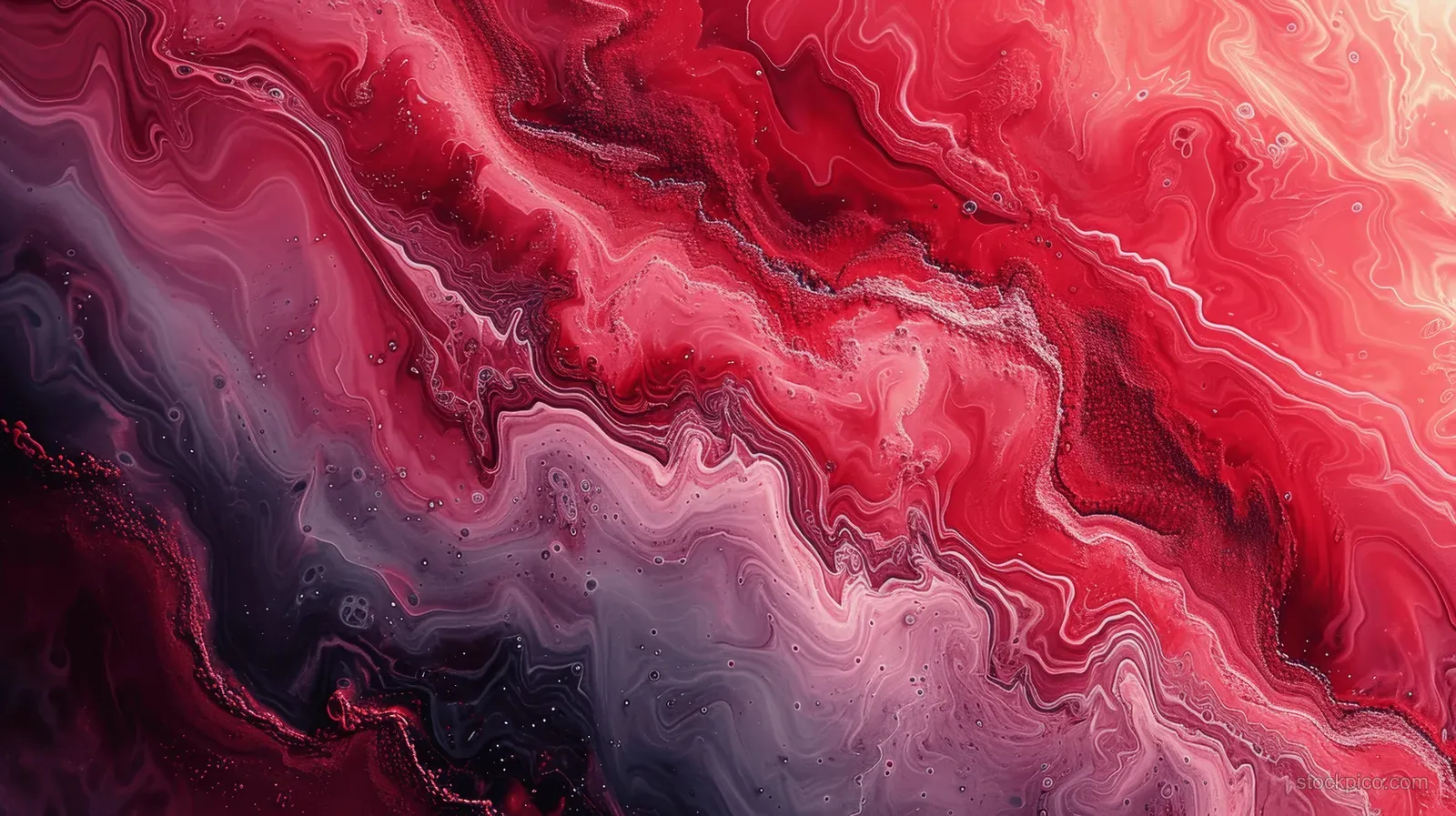Crimson and purple abstract waves form uterine-like contours with fluid, layered texture.